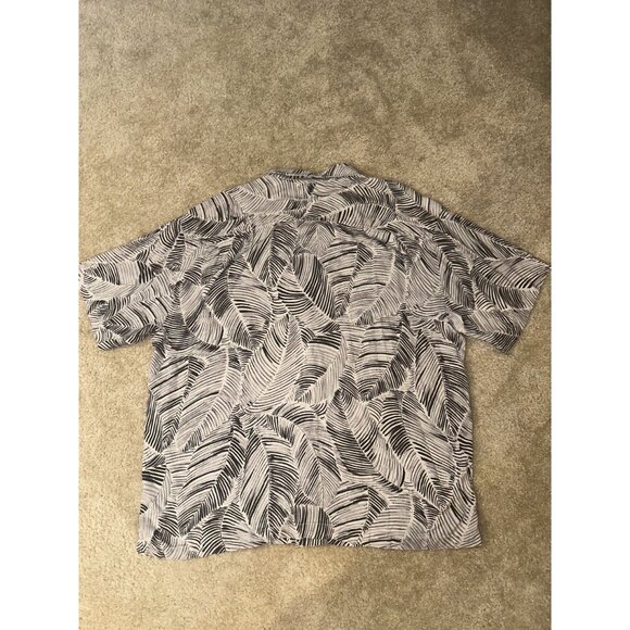 Tommy Bahama 100% Silk S/S Shirt Mens Hawaiin Camp 2XL White Black Palm Print - Picture 4 of 4